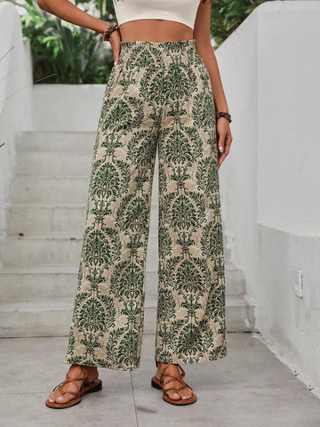 VCAY Ladies' Satin Printed Holiday Long Pants