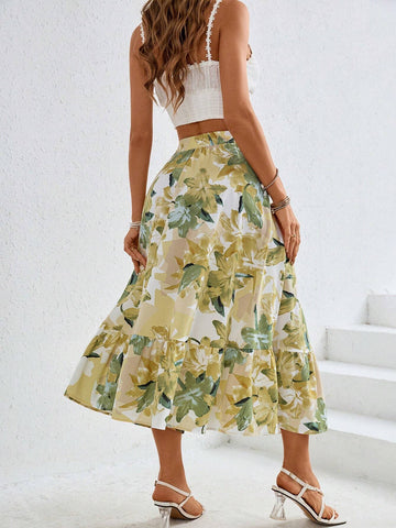 VCAY Loose Weave High-Waisted Flared Women's Skirt For Vacation