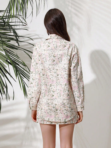 Matching Full Sleeve Printed Shirt And Skirt Set