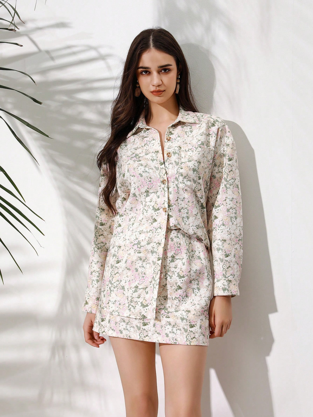 Matching Full Sleeve Printed Shirt And Skirt Set