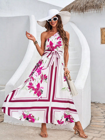Off-Shoulder Floral Printed Maxi Dress