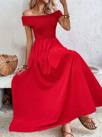 Off-The-Shoulder Waist-Cinched Bodycon Dress