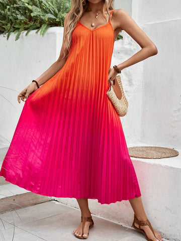 Ombre Pleated Cami Dress