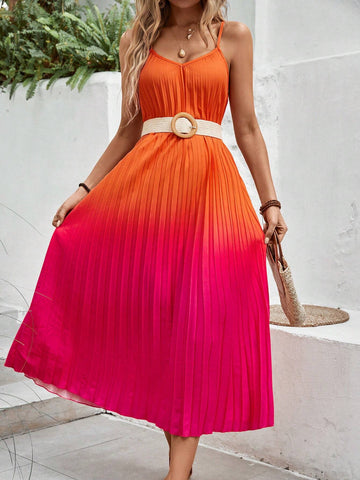 Ombre Pleated Cami Dress