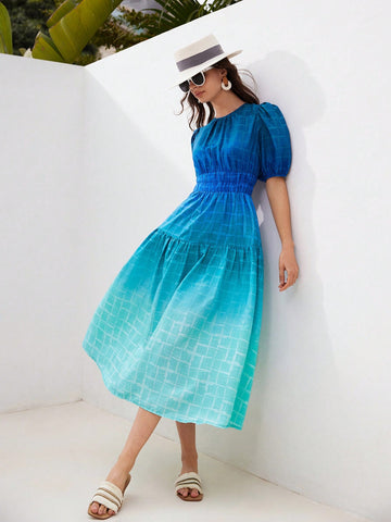 Ombre Short Sleeve Dress