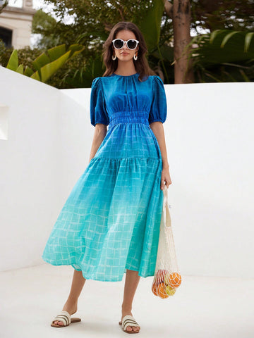 Ombre Short Sleeve Dress