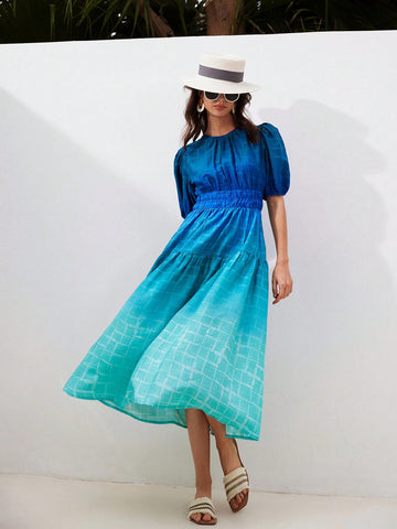 Ombre Short Sleeve Dress