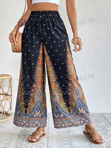 VCAY Positioning Printing Wide-Leg Pants