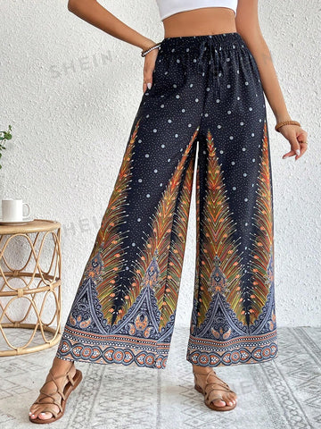 VCAY Positioning Printing Wide-Leg Pants