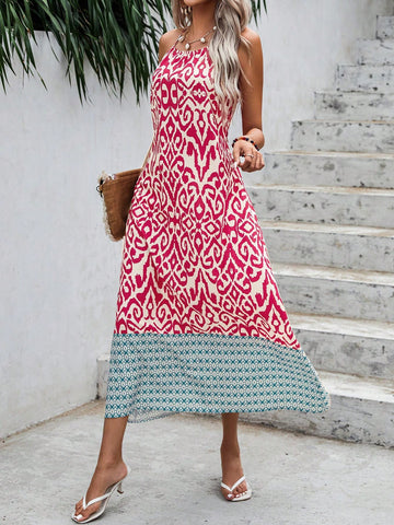 Printed Loose Fit Sleeveless Casual Dress