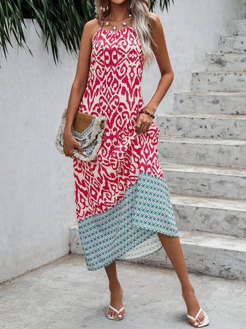 Printed Loose Fit Sleeveless Casual Dress