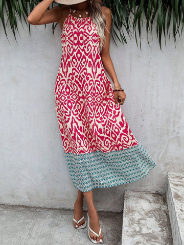 Printed Loose Fit Sleeveless Casual Dress