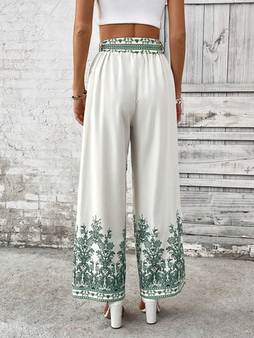 VCAY Printed Wide Leg Pants For Women