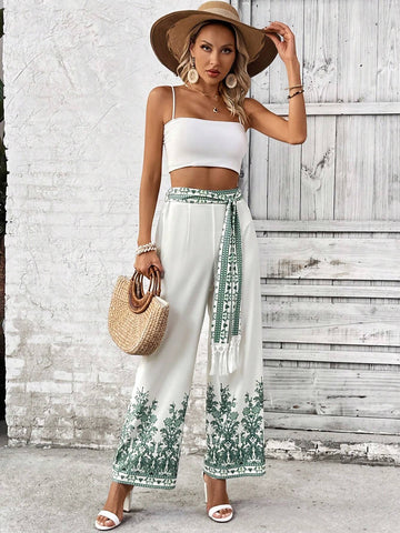 VCAY Printed Wide Leg Pants For Women