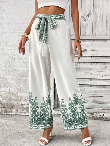 VCAY Printed Wide Leg Pants For Women