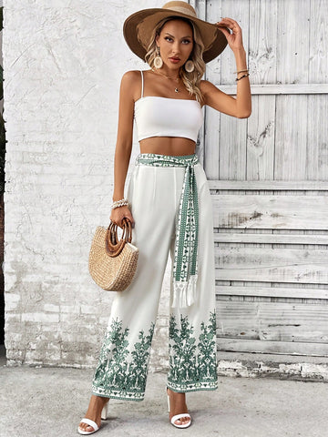 VCAY Printed Wide Leg Pants For Women
