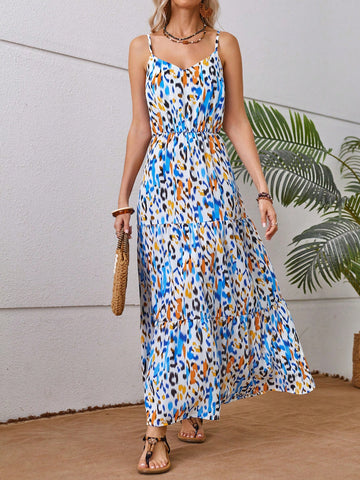 Random Pattern Sleeveless Dress
