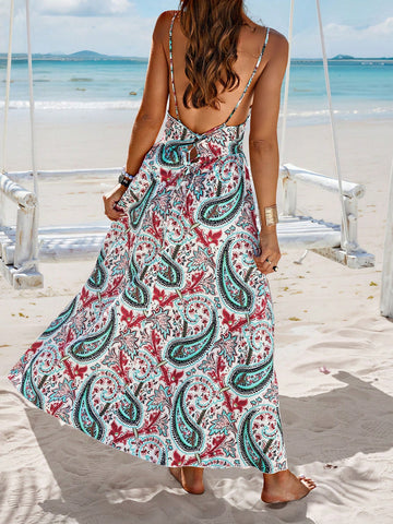 Random Printed Backless Cami Dress