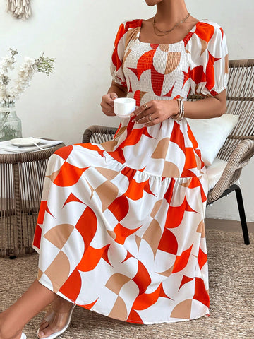 Random Printed Off Shoulder Dress