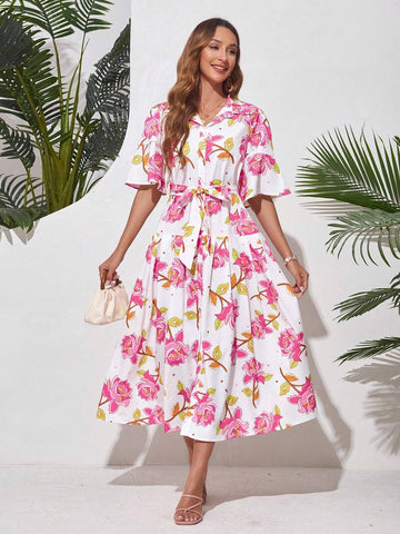 Random Printed Sleeveless Spaghetti Strap Dress, Perfect For Vacation And Travel Wear