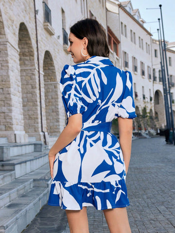 VCAY Random Printed Short Sleeve Dress
