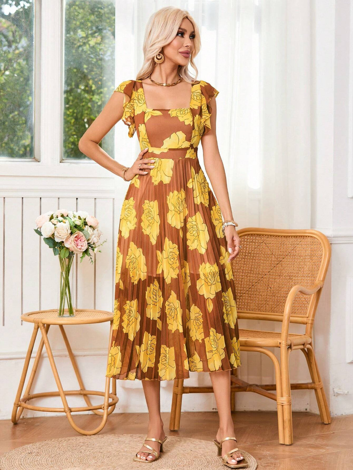 Random Printed Sleeveless Women's Dress