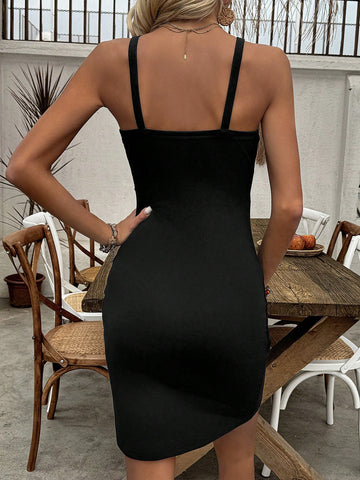 Side Ruched Wrap Cami Dress