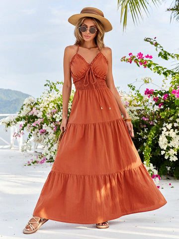 Solid Color Halter Neck Women's Dress