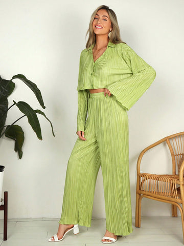 Solid Color Leisure Two-Piece Set For Women On Vacation