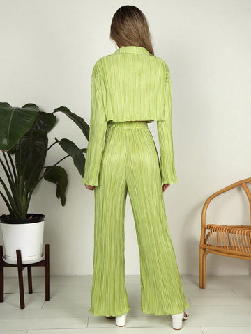 Solid Color Leisure Two-Piece Set For Women On Vacation