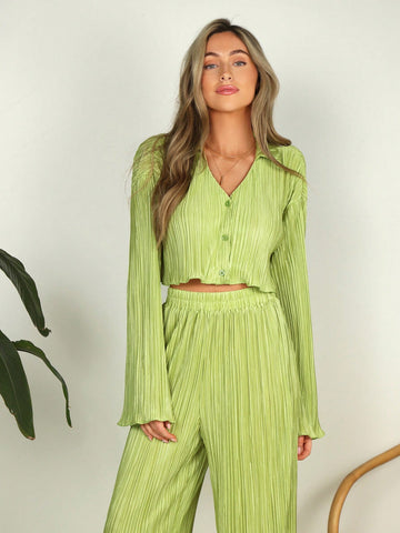 Solid Color Leisure Two-Piece Set For Women On Vacation