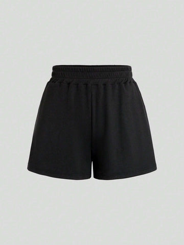 Solid Color Sleeveless Bodysuit With Shorts 2-Piece Set For Summer