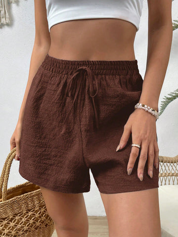 VCAY Solid Knot Waist Shorts