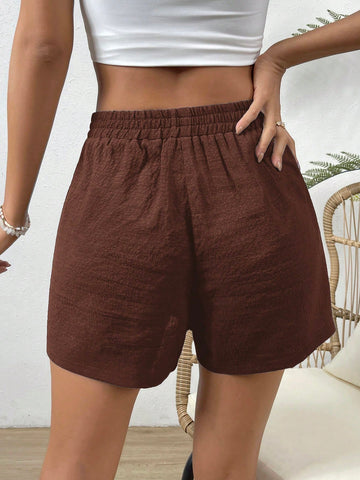 VCAY Solid Knot Waist Shorts