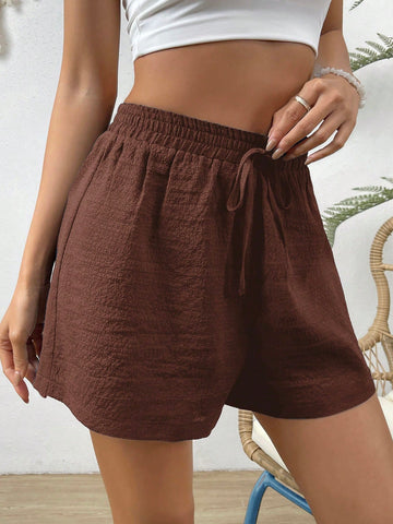 VCAY Solid Knot Waist Shorts