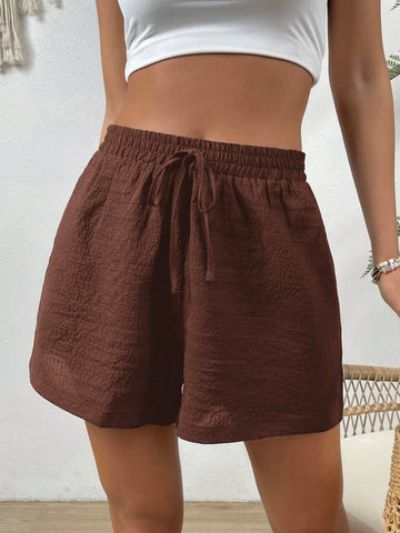 VCAY Solid Knot Waist Shorts