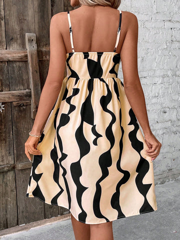 Spaghetti Strap Button Front Sleeveless Dress