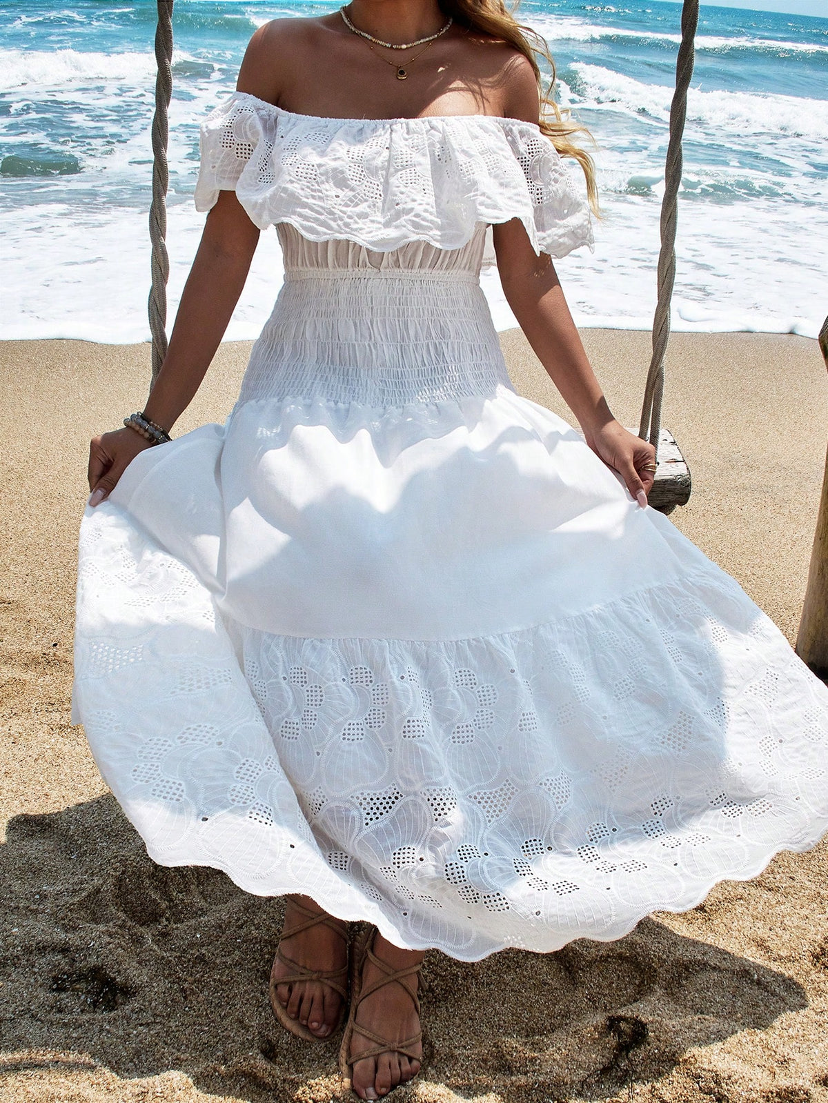 Spring/Summer Solid Color Sleeveless Dress With Romantic Ruffle Collar And Waist Belt For Women
