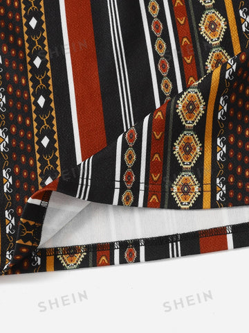 VCAY Stripe & Geo Print Skirt