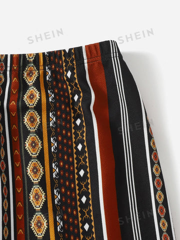 VCAY Stripe & Geo Print Skirt