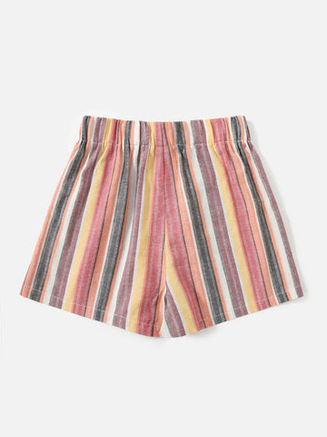 VCAY Striped Elastic Waist Shorts