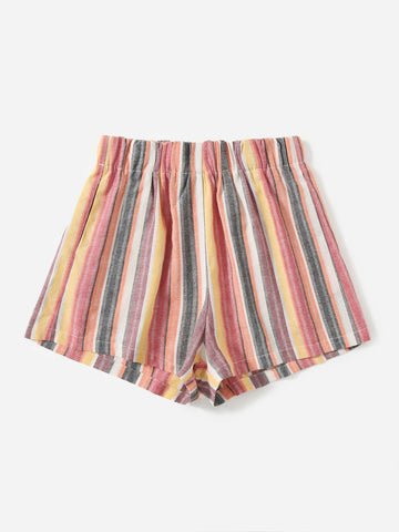 VCAY Striped Elastic Waist Shorts