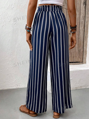 VCAY Striped Print Wide Leg Pants