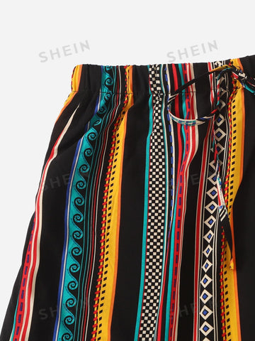 VCAY Striped & Geo Print High Low Skirt