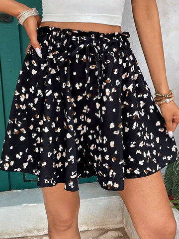 VCAY Summer A-Line Leopard Print Elastic Waist Women's Shorts