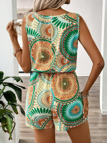 Spring/Summer Holiday Sleeveless Print Romper