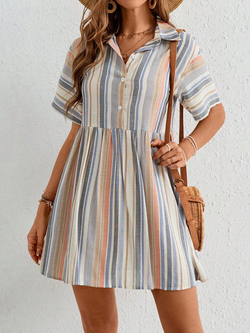 Summer Vacation Beach Women's Striped Loose Dress