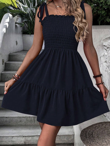 Tie Shoulder Ruffle Hem Cami Dress