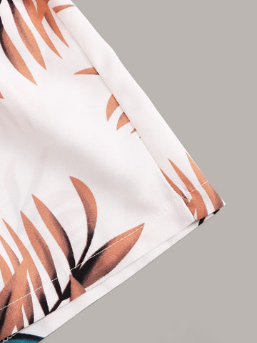 VCAY Tropical Leaf Print Paperbag Shorts