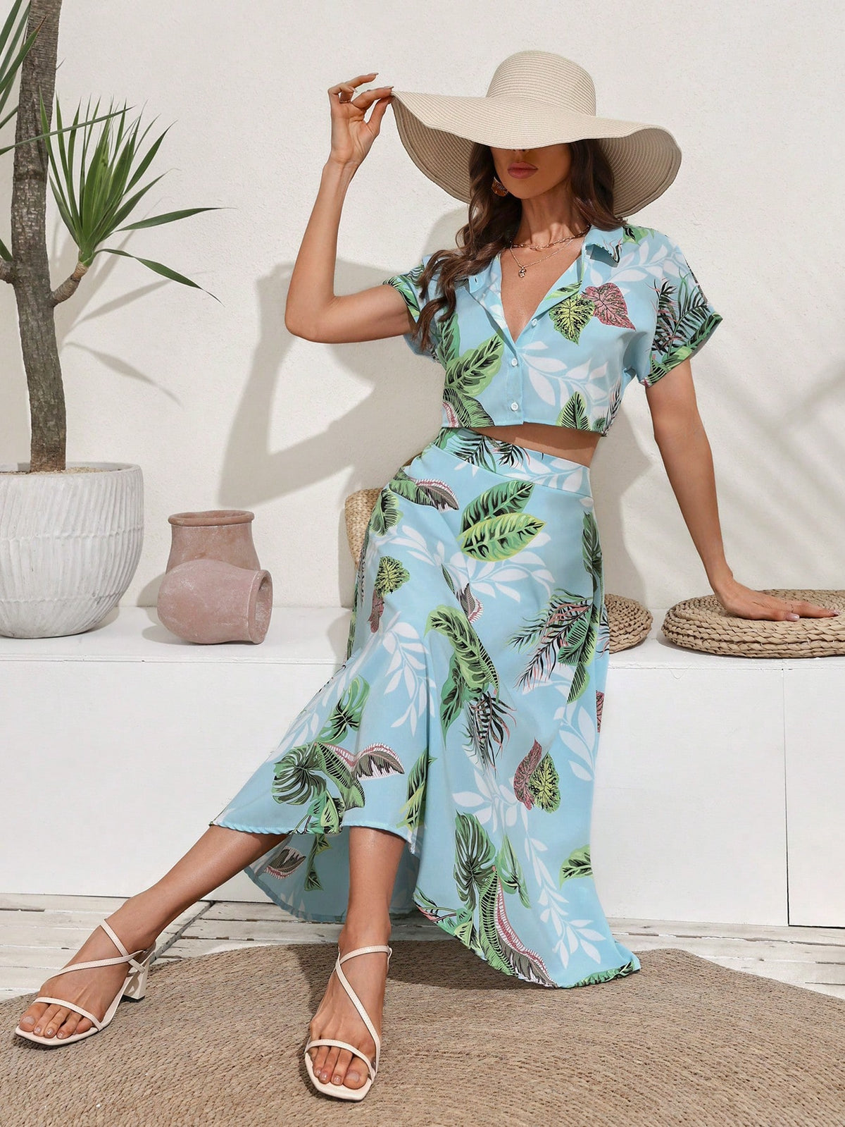 Tropical Print Vacation Two-Piece Set